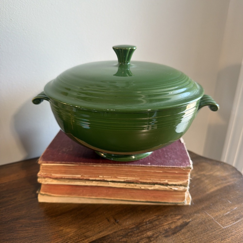 Vintage Fiesta Covered Casserole Forest Green Fiestaware 1950s